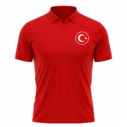 Kırmızı Türkiye Logolu Polo Yaka Tişört